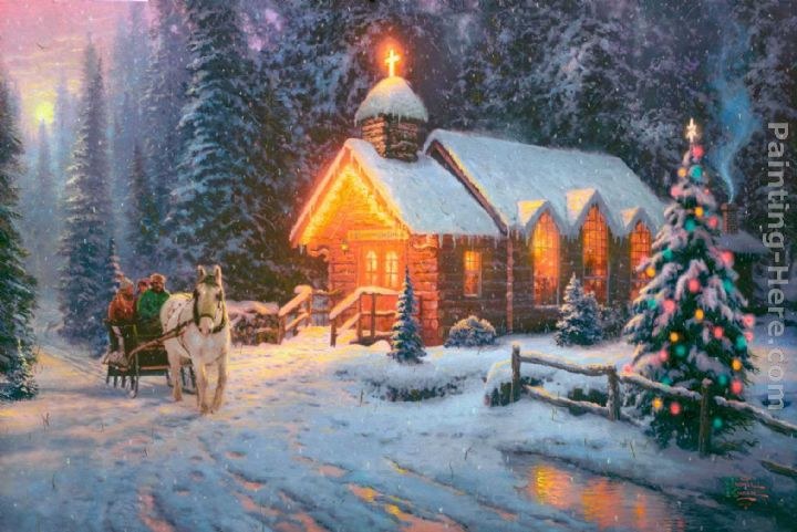 Thomas Kinkade Christmas Chapel I